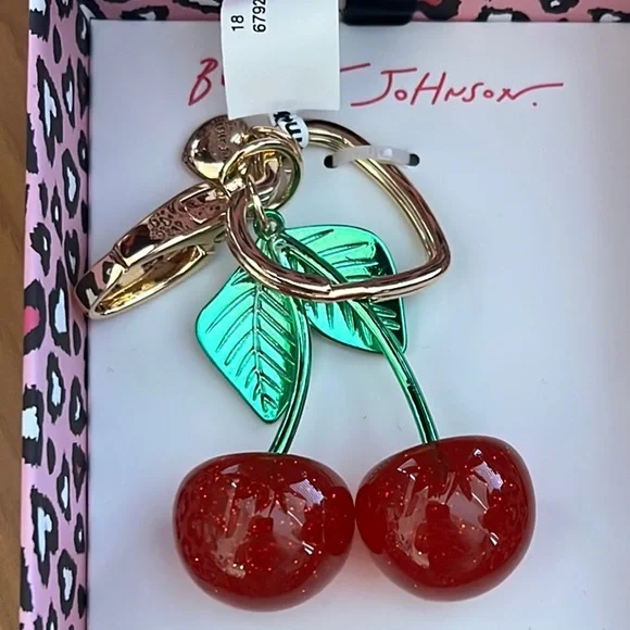 Betsey Johnson Glitter Cherry Bag Charm NWT - Picture 3 of 7